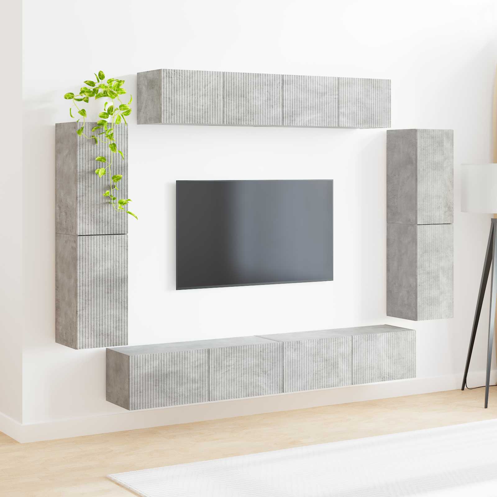 vidaXL TV-Schränk 8 pcs Beton Grau