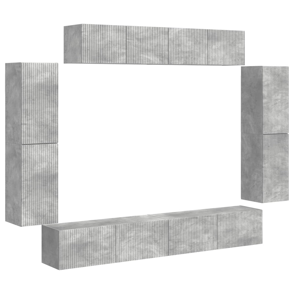 vidaXL TV-Schränk 8 pcs Beton Grau