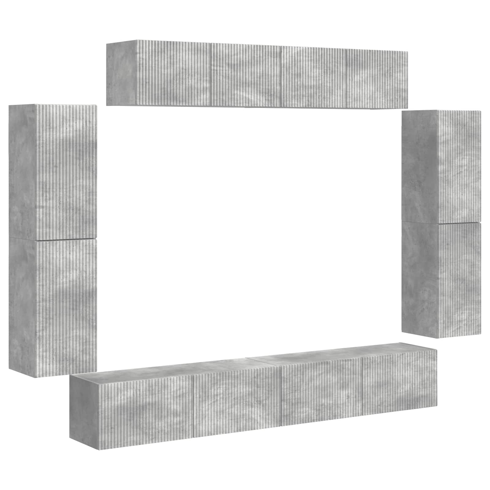 vidaXL TV-Schränk 8 pcs Beton Grau
