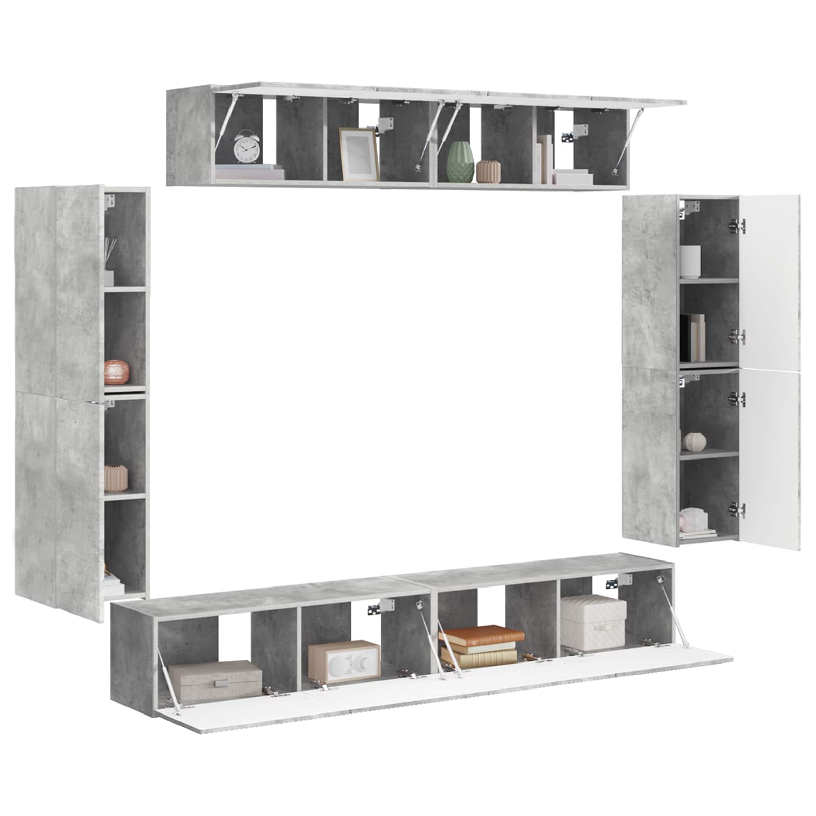 vidaXL TV-Schränk 8 pcs Beton Grau