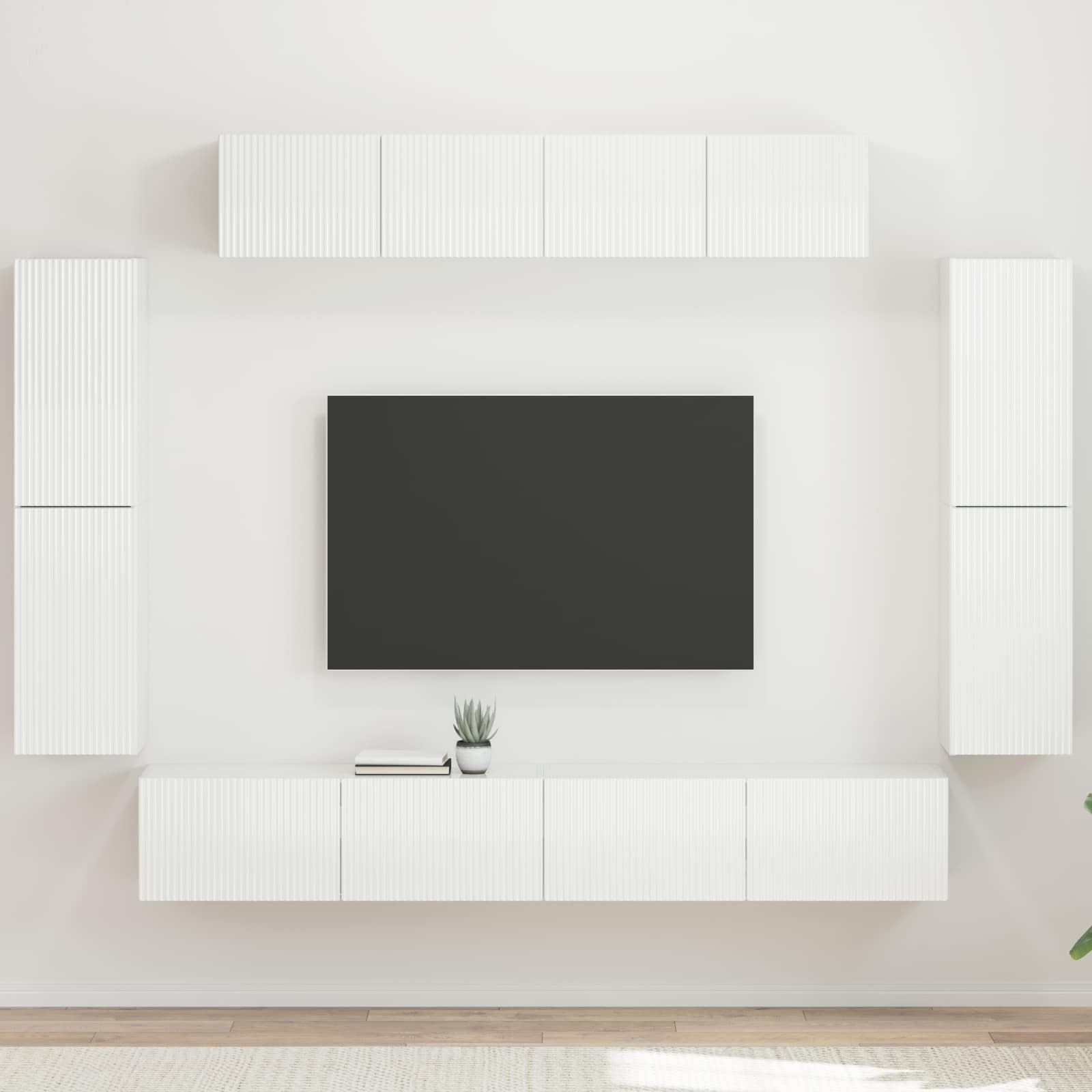 vidaXL TV-Schränk 8 pcs Hochglanz Weiß