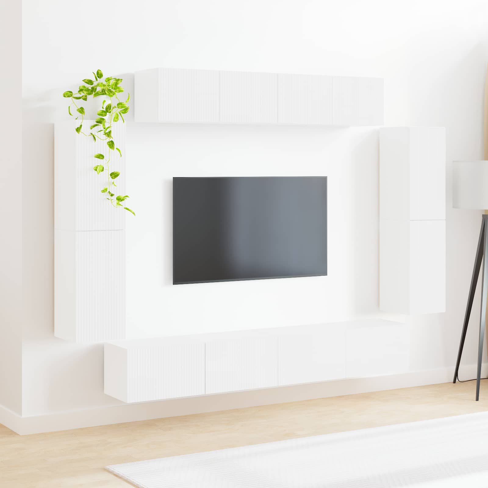 vidaXL TV-Schränk 8 pcs Hochglanz Weiß