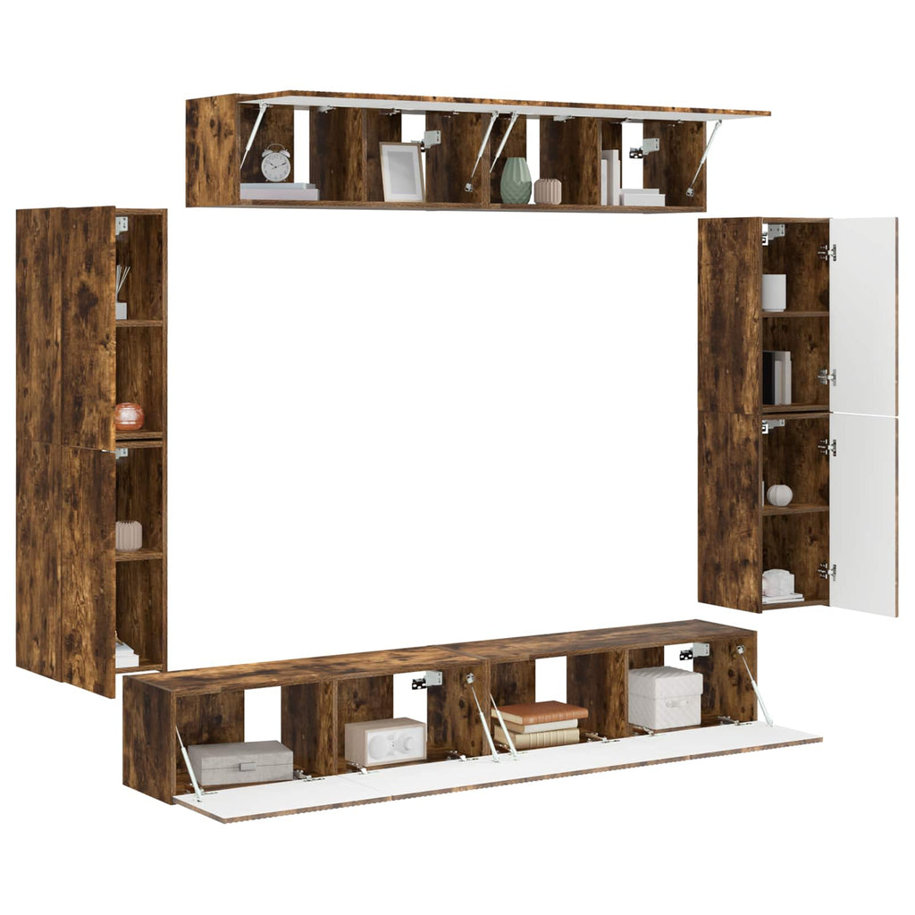 vidaXL TV-Schränk 8 pcs Geräucherte Eiche