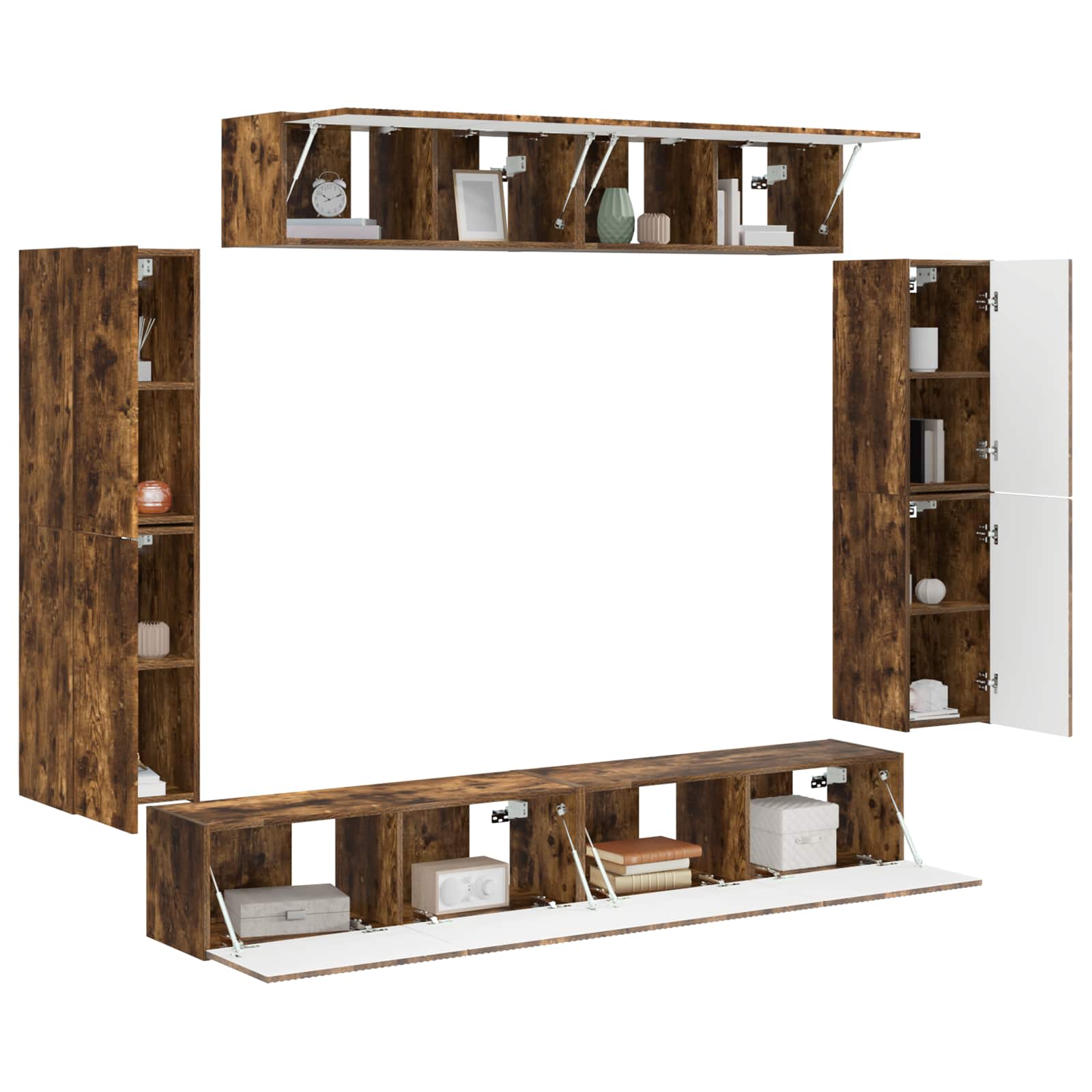 vidaXL TV-Schränk 8 pcs Geräucherte Eiche