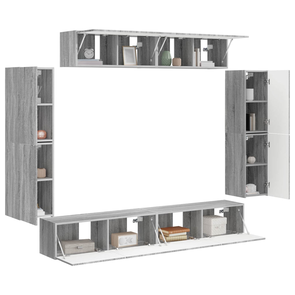 vidaXL TV-Schränk 8 pcs Graues Sonoma