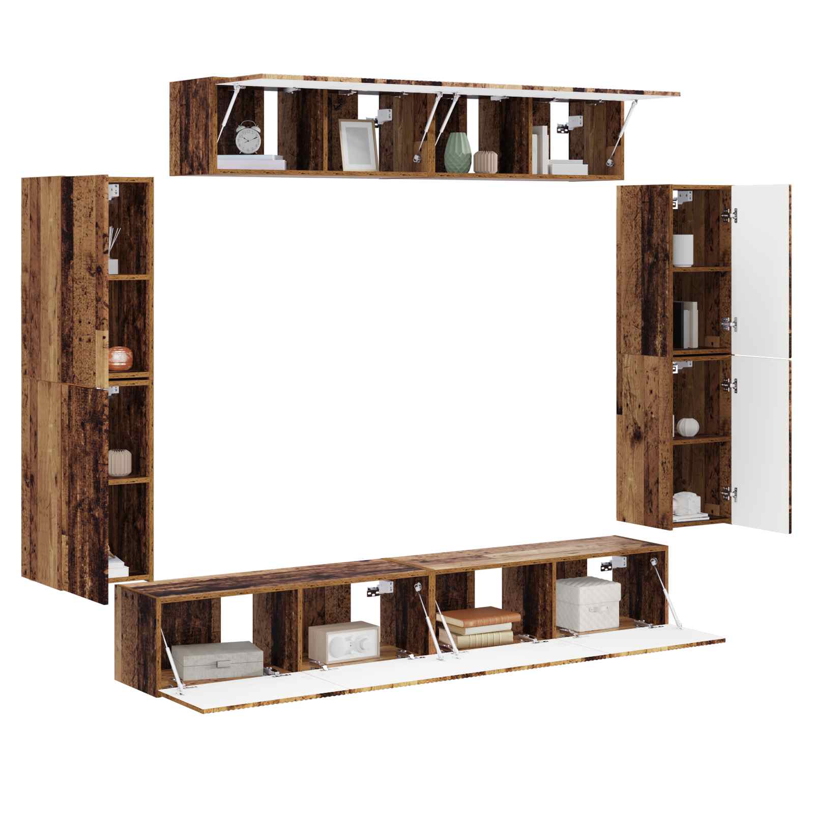 vidaXL TV-Schränk 8 pcs Altholz