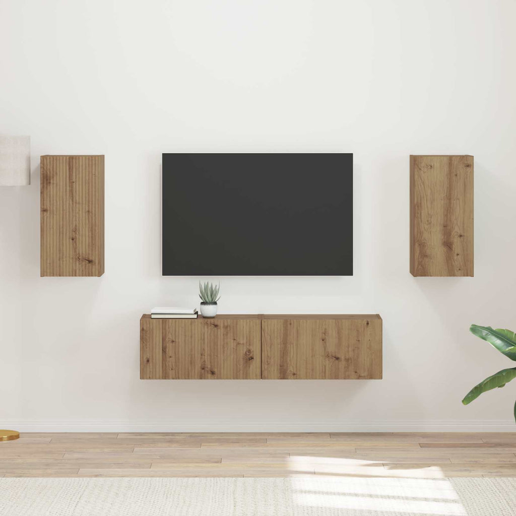 vidaXL TV-Schrankset 4 pcs Artisan-Eiche Holzwerkstoff