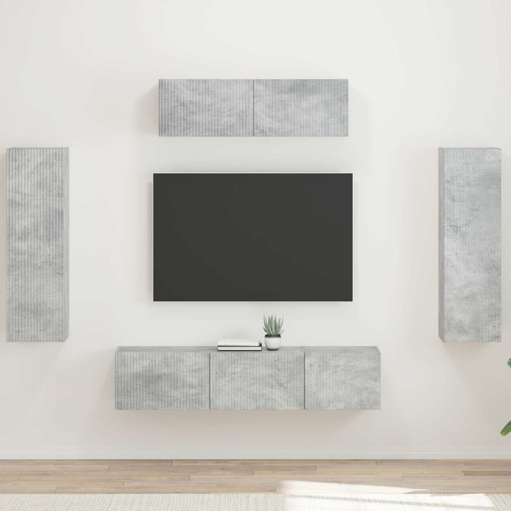 vidaXL TV-Schränk 5 pcs Beton Grau