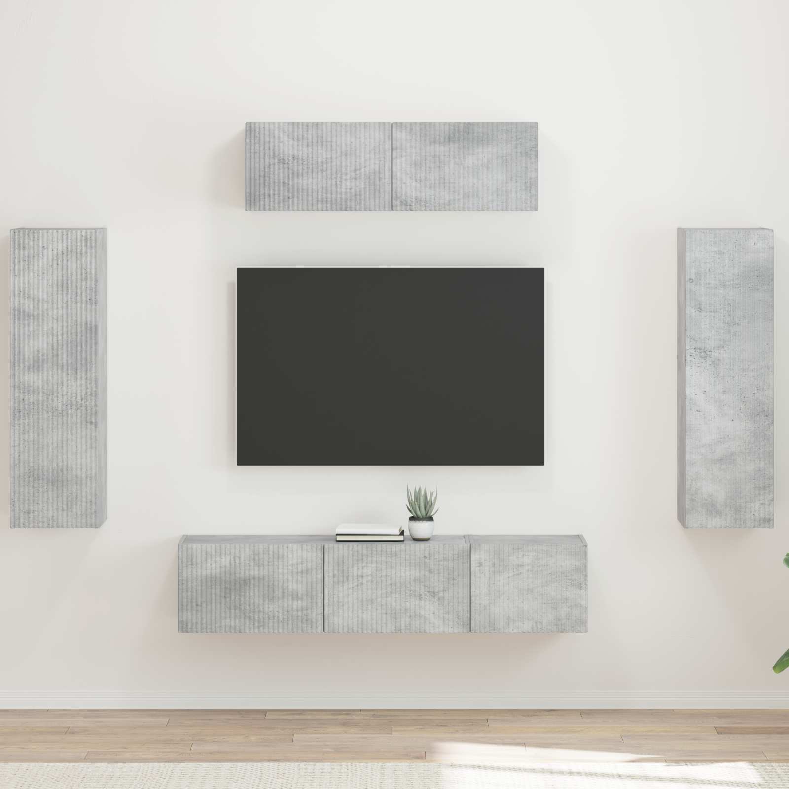 vidaXL TV-Schränk 5 pcs Beton Grau