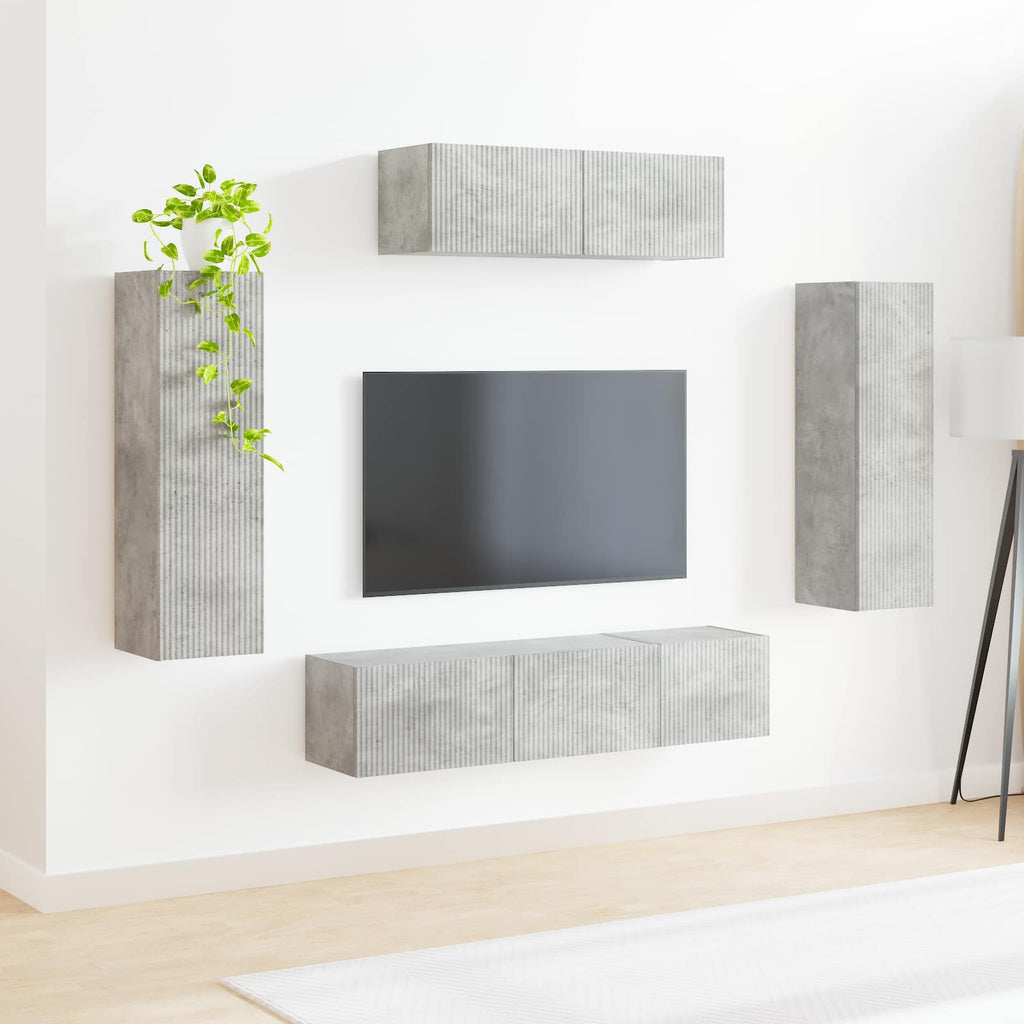 vidaXL TV-Schränk 5 pcs Beton Grau
