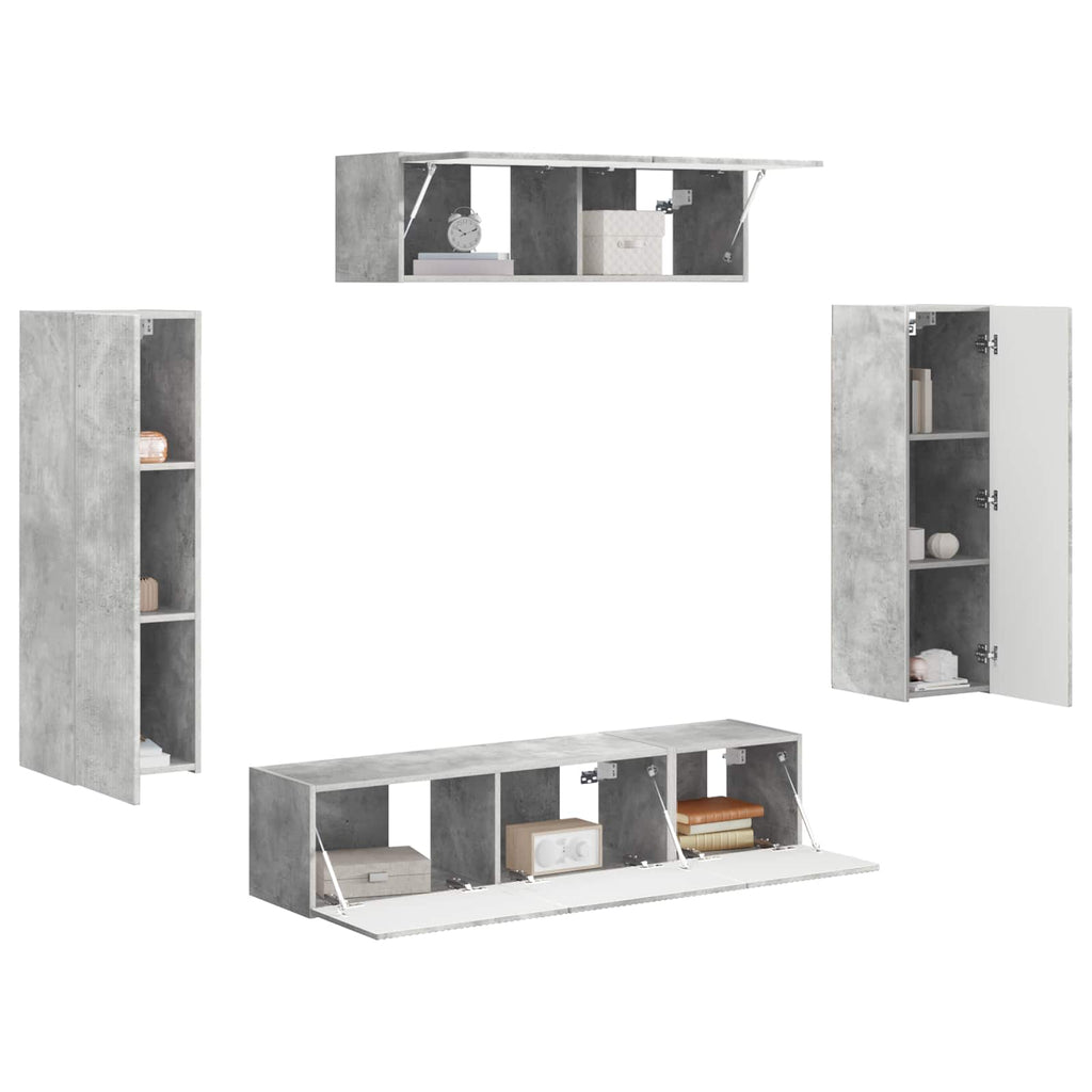 vidaXL TV-Schränk 5 pcs Beton Grau