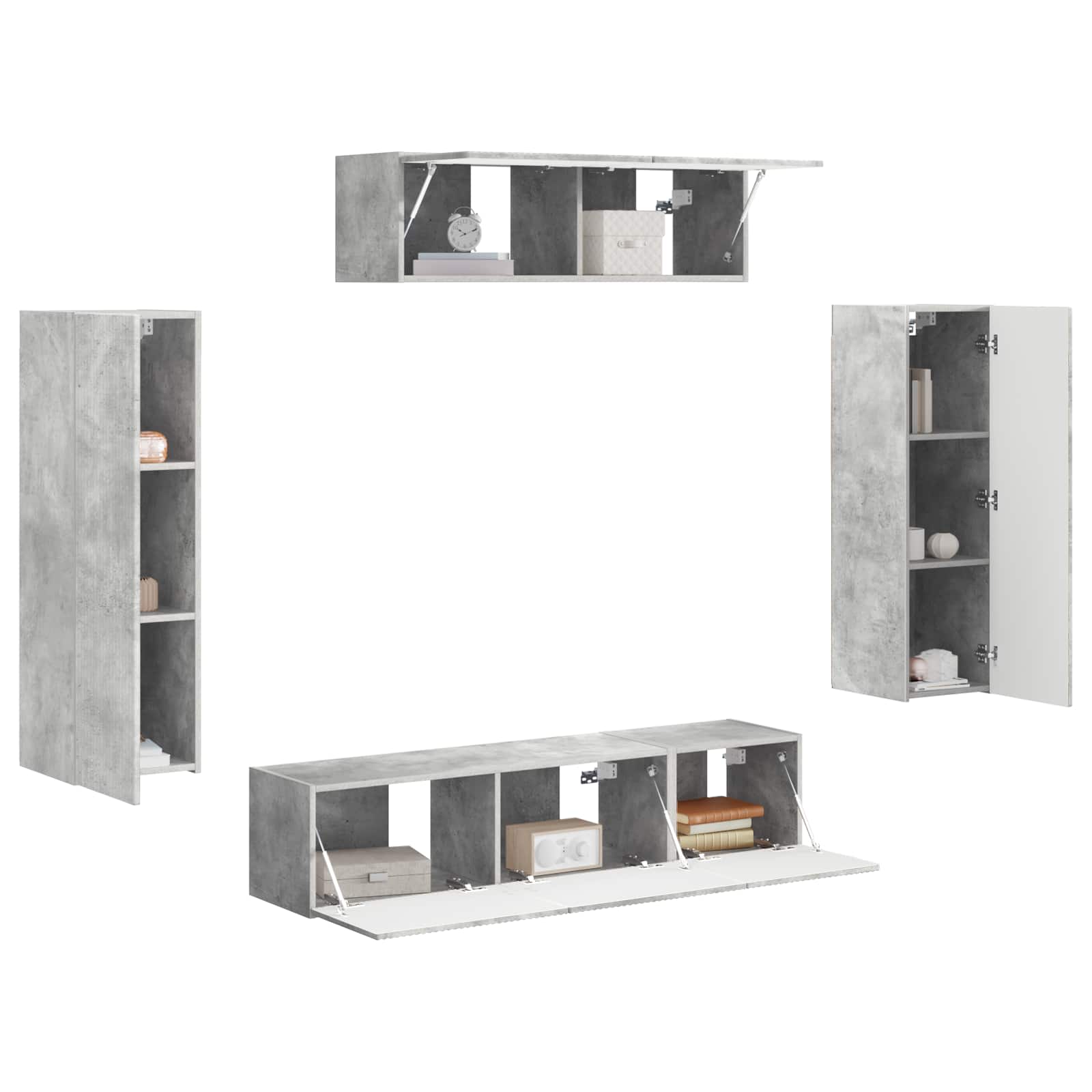 vidaXL TV-Schränk 5 pcs Beton Grau