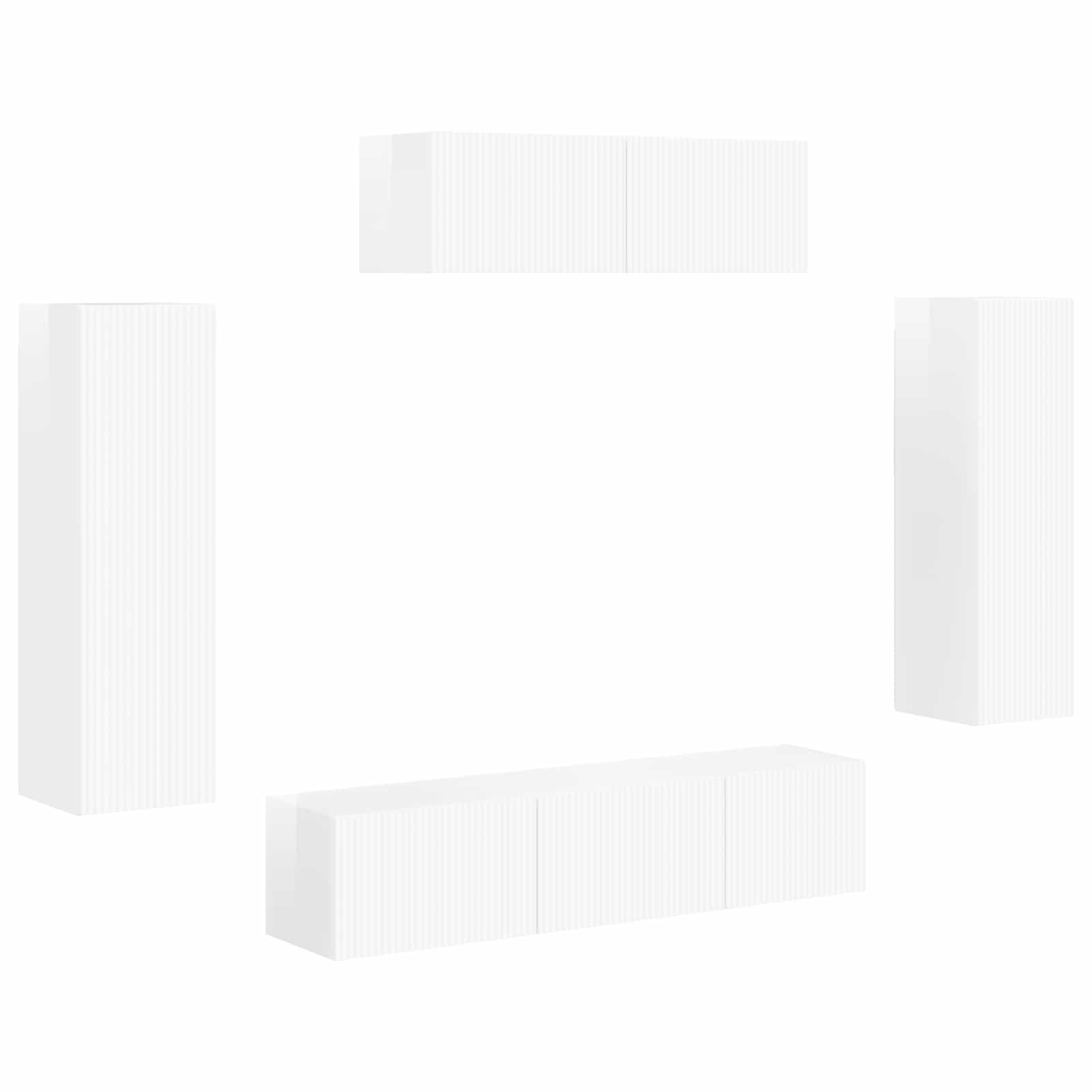 vidaXL TV-Schränk 5 pcs Hochglanz Weiß