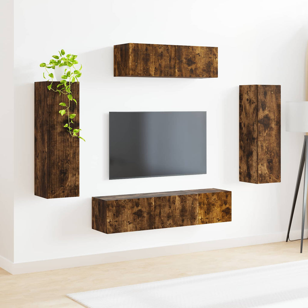 vidaXL TV-Schränk 5 pcs Geräucherte Eiche