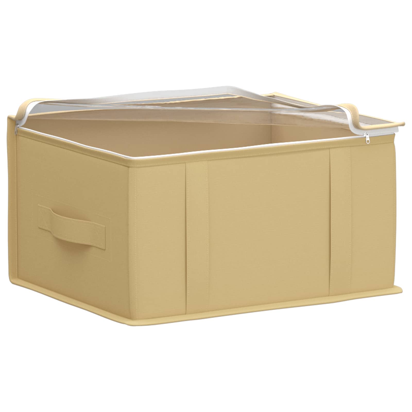 vidaXL Aufbewahrungsbox mit transparentem Oberfenster Creme Vliesstoff