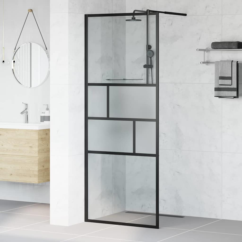vidaXL Walk-in Duschwand Schwarz 80 x 195 x 0,5 cm Glas und Aluminium