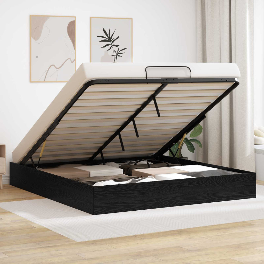 vidaXL Ottoman Bettgestell Schwarze Eiche 203 x 180 x 25 cm