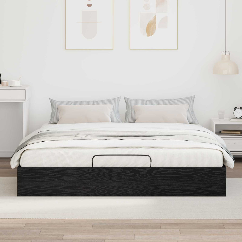 vidaXL Ottoman Bettgestell Schwarze Eiche 203 x 180 x 25 cm