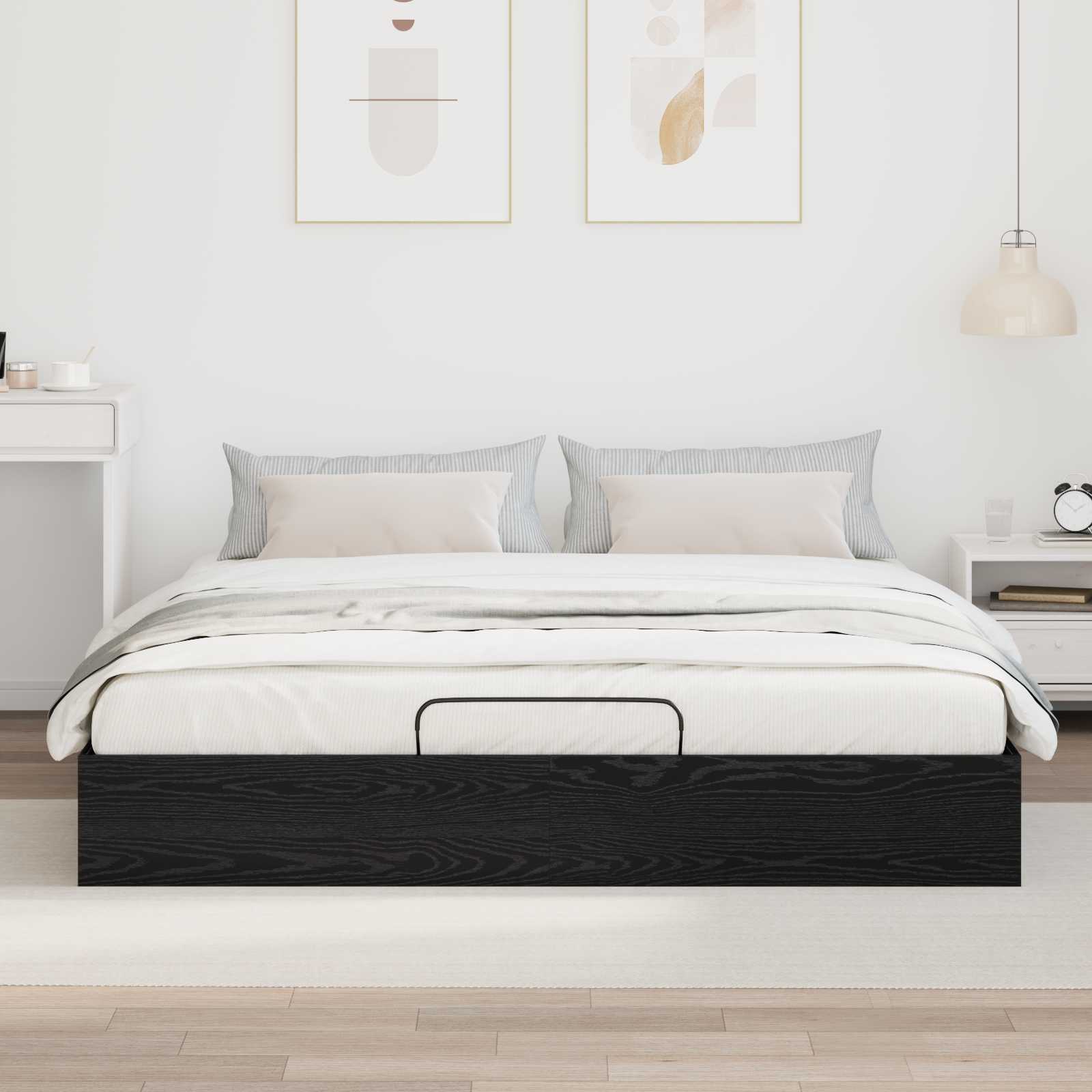 vidaXL Ottoman Bettgestell Schwarze Eiche 203 x 180 x 25 cm