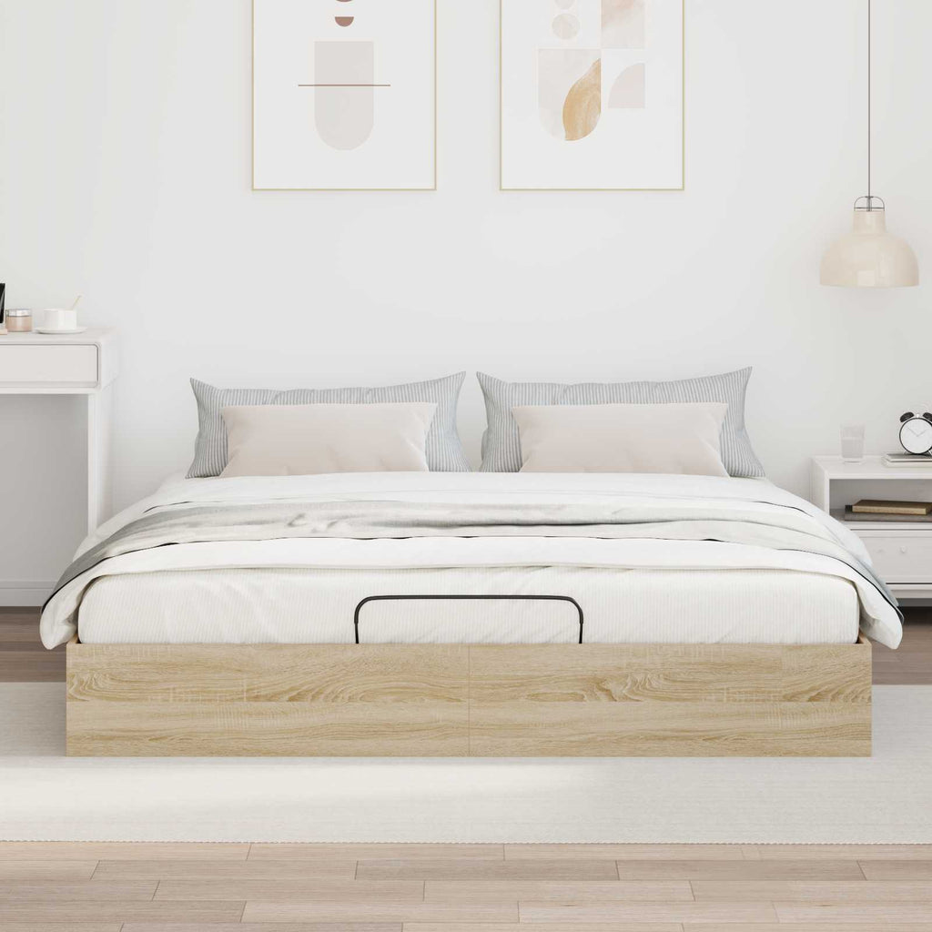 vidaXL Ottoman Bettgestell mit Speicher Sonoma-Eiche 203 x 180 x 25 cm