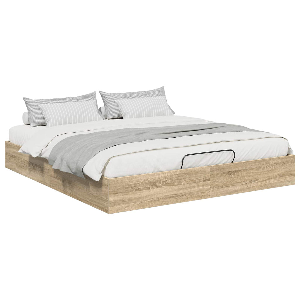vidaXL Ottoman Bettgestell mit Speicher Sonoma-Eiche 203 x 180 x 25 cm