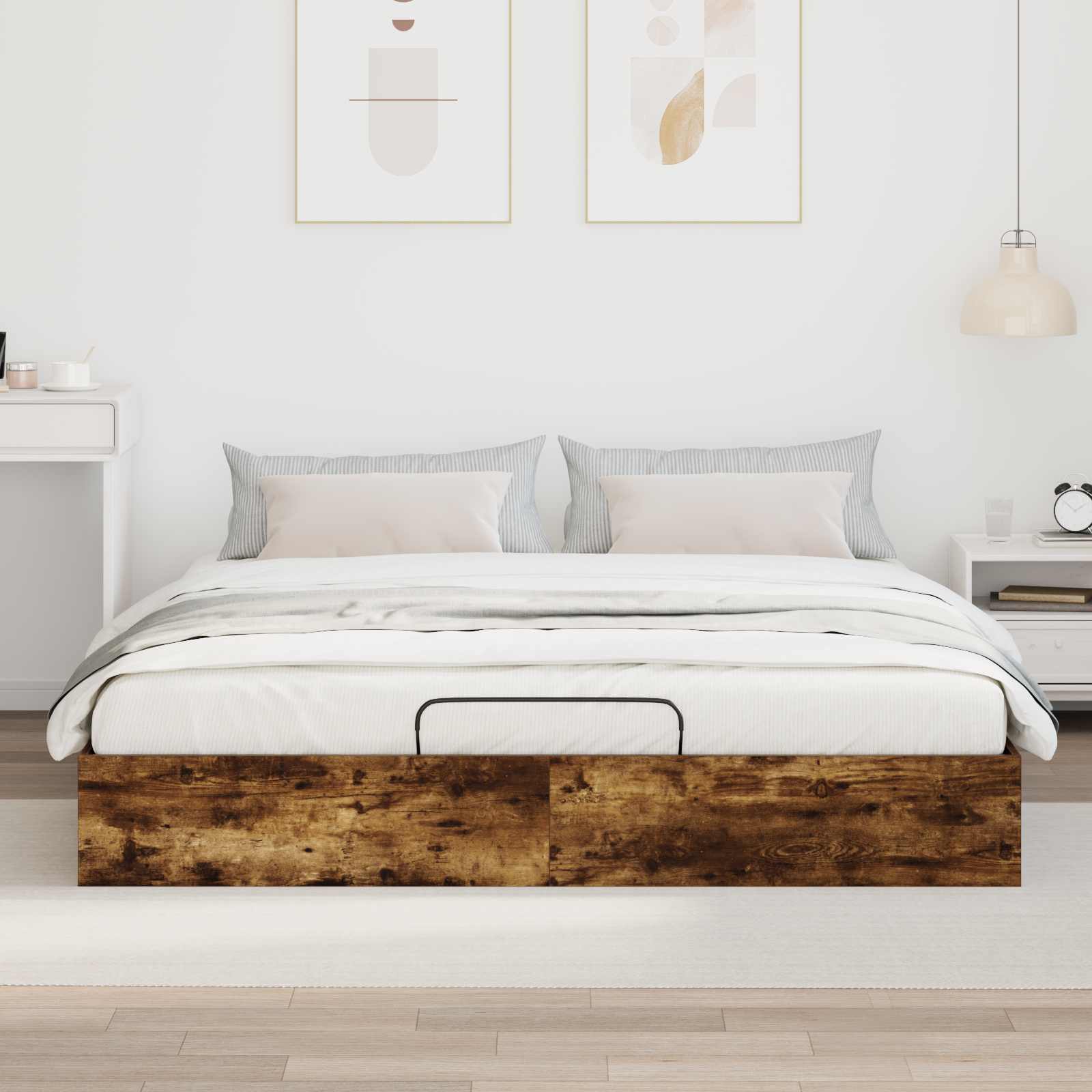 vidaXL Ottoman Bettgestell Geräucherte Eiche 203 x 180 x 25 cm