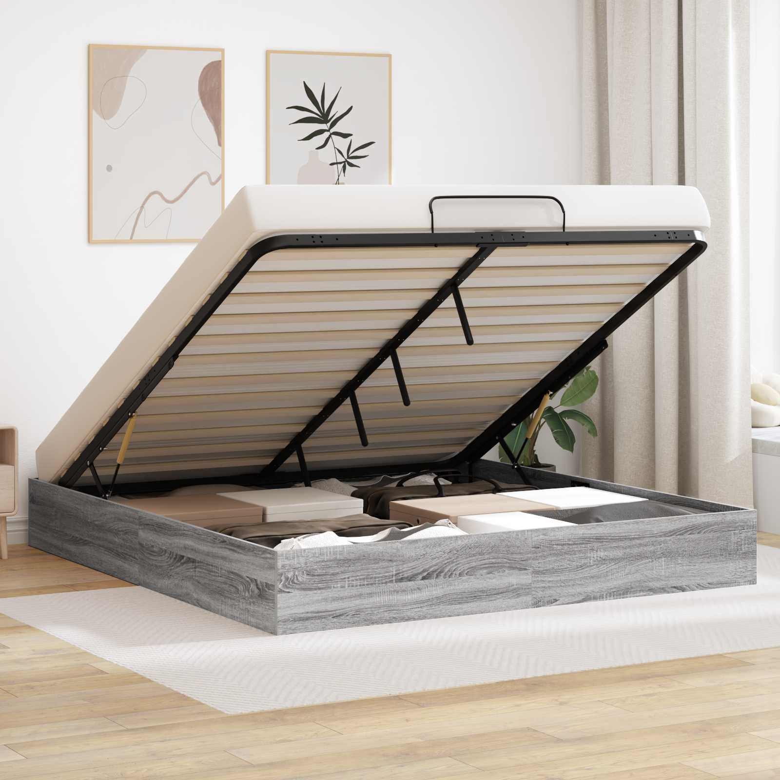 vidaXL Ottoman Bettgestell Graues Sonoma 203 x 180 x 25 cm