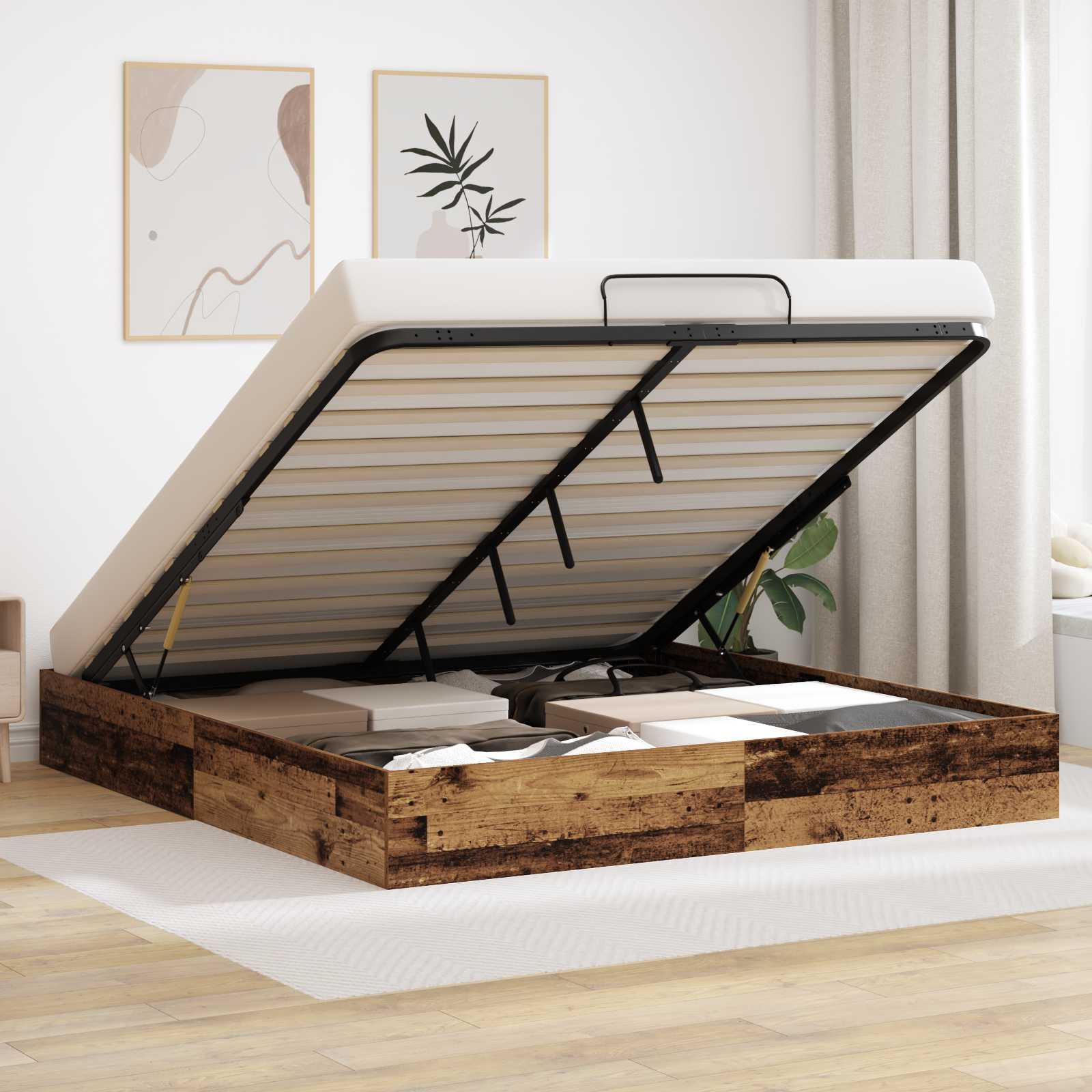 vidaXL Ottoman Bettgestell Altholz 203 x 180 x 25 cm Holzwerkstoff