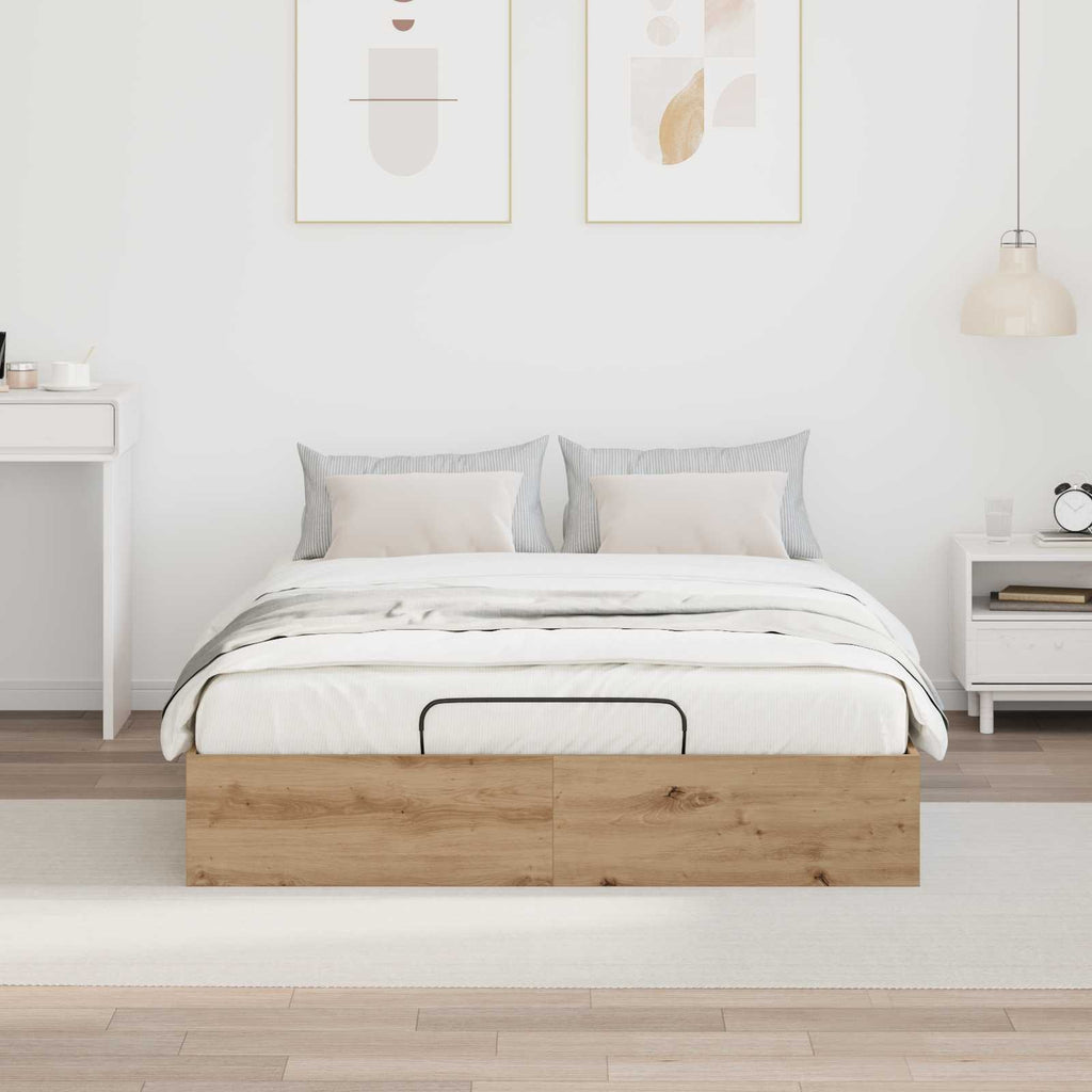 vidaXL Ottoman Bettgestell Artisan-Eiche 150 x 200 cm Holzwerkstoff