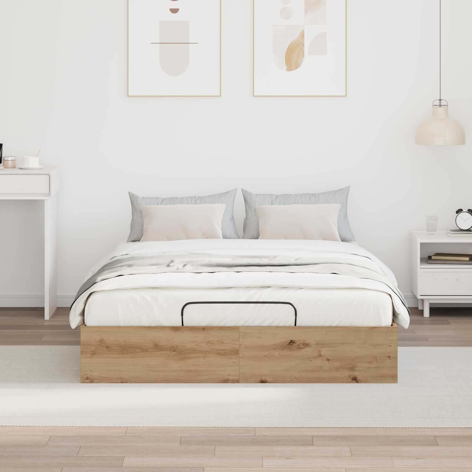 vidaXL Ottoman Bettgestell Artisan-Eiche 150 x 200 cm Holzwerkstoff