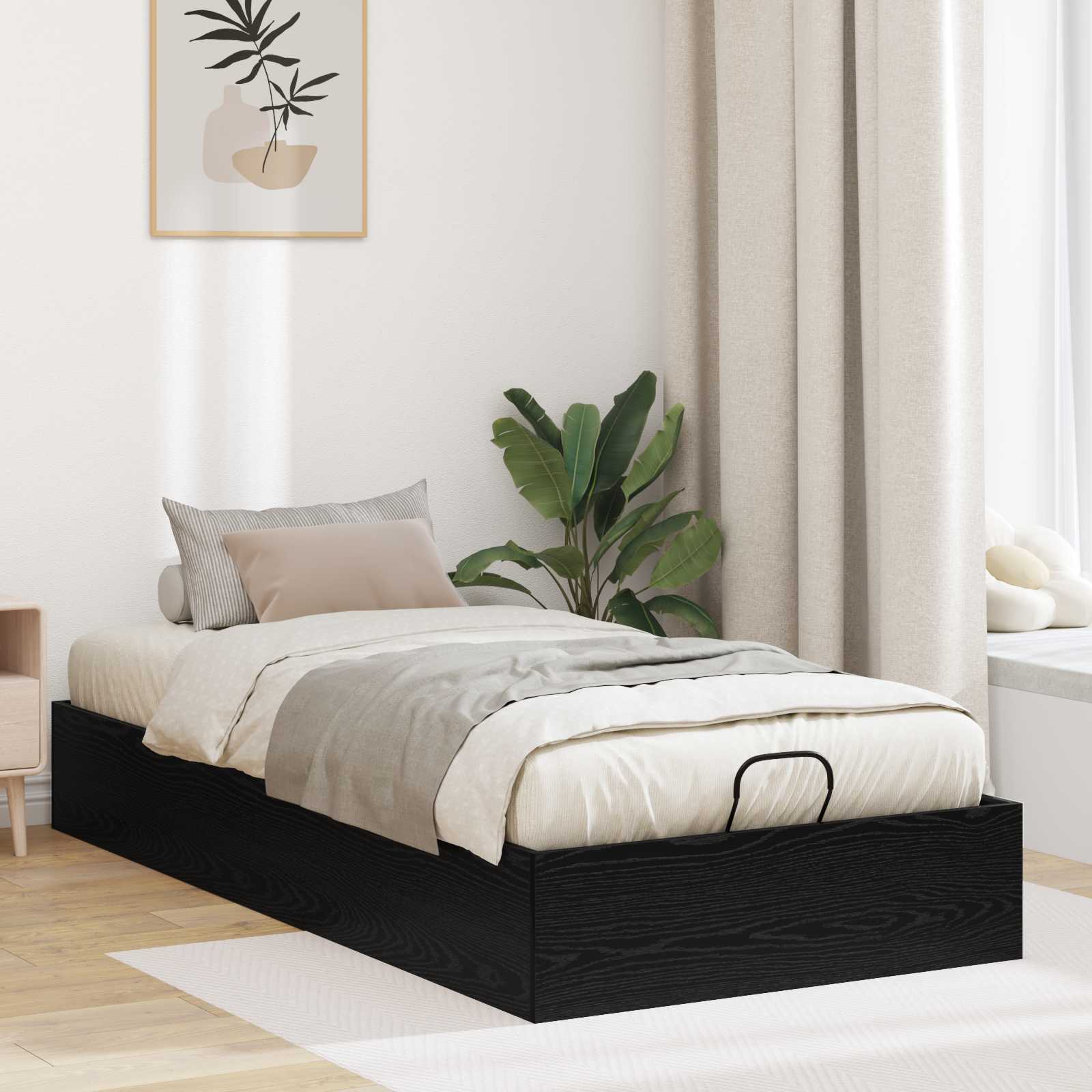 vidaXL Ottoman Bettgestell Schwarze Eiche 80,5 x 200 cm Holzwerkstoff