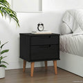 vidaXL Nachttisch Schwarz 40 x 35 x 48 cm Massives Kiefernholz