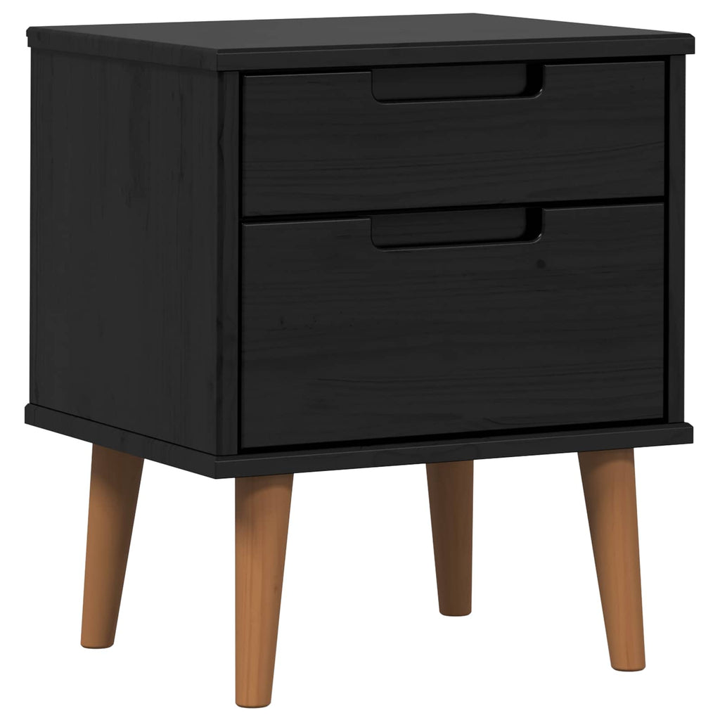 vidaXL Nachttisch Schwarz 40 x 35 x 48 cm Massives Kiefernholz