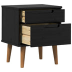 vidaXL Nachttisch Schwarz 40 x 35 x 48 cm Massives Kiefernholz