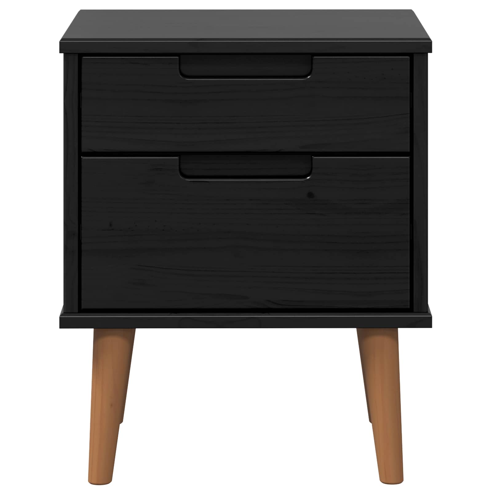 vidaXL Nachttisch Schwarz 40 x 35 x 48 cm Massives Kiefernholz