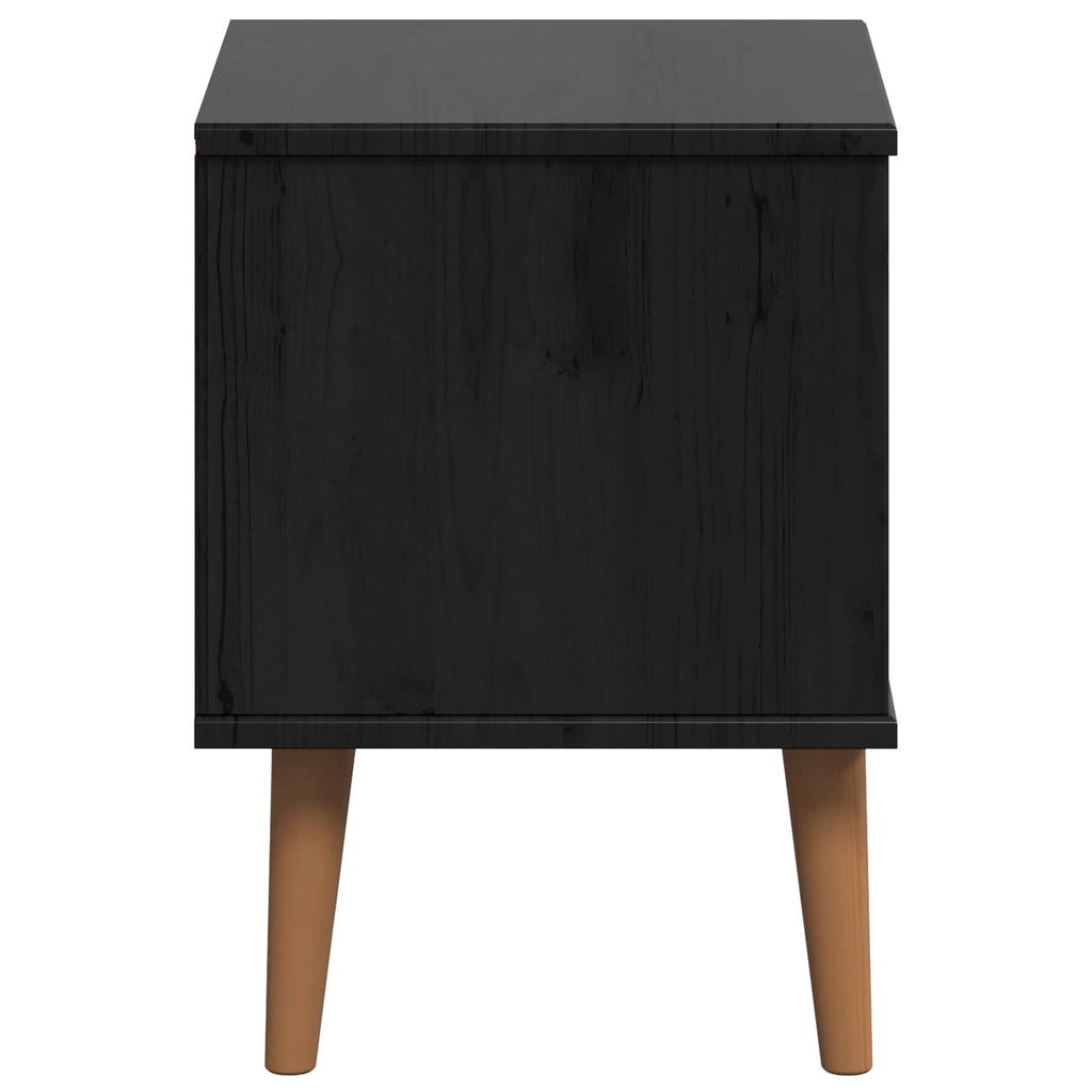 vidaXL Nachttisch Schwarz 40 x 35 x 48 cm Massives Kiefernholz