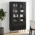vidaXL Glasvitrine Schwarz 90 x 35 x 175 cm