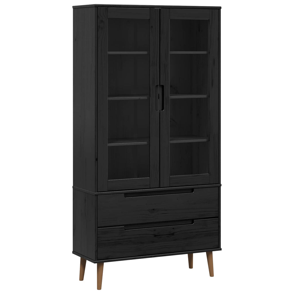 vidaXL Glasvitrine Schwarz 90 x 35 x 175 cm