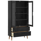 vidaXL Glasvitrine Schwarz 90 x 35 x 175 cm