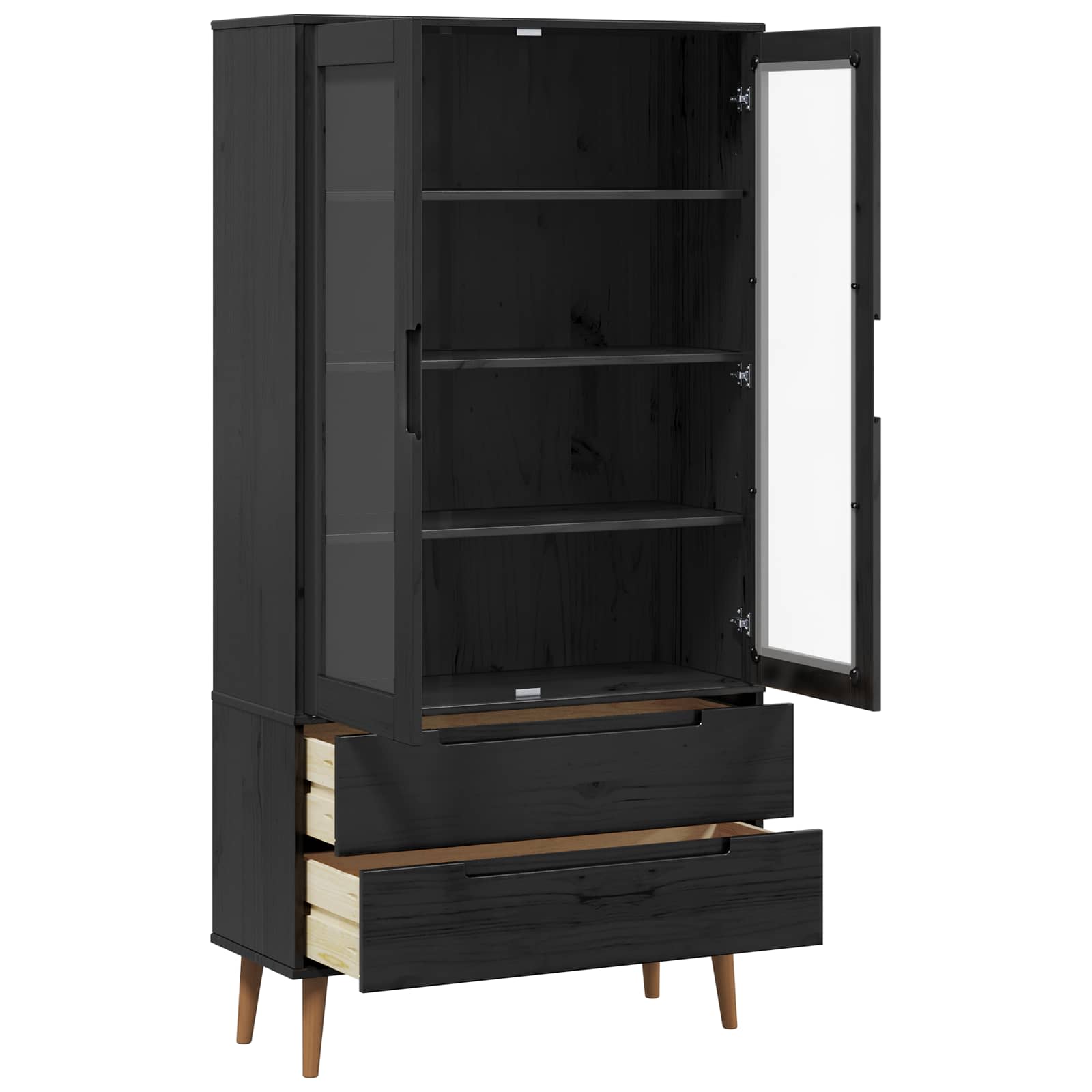 vidaXL Glasvitrine Schwarz 90 x 35 x 175 cm
