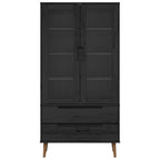 vidaXL Glasvitrine Schwarz 90 x 35 x 175 cm
