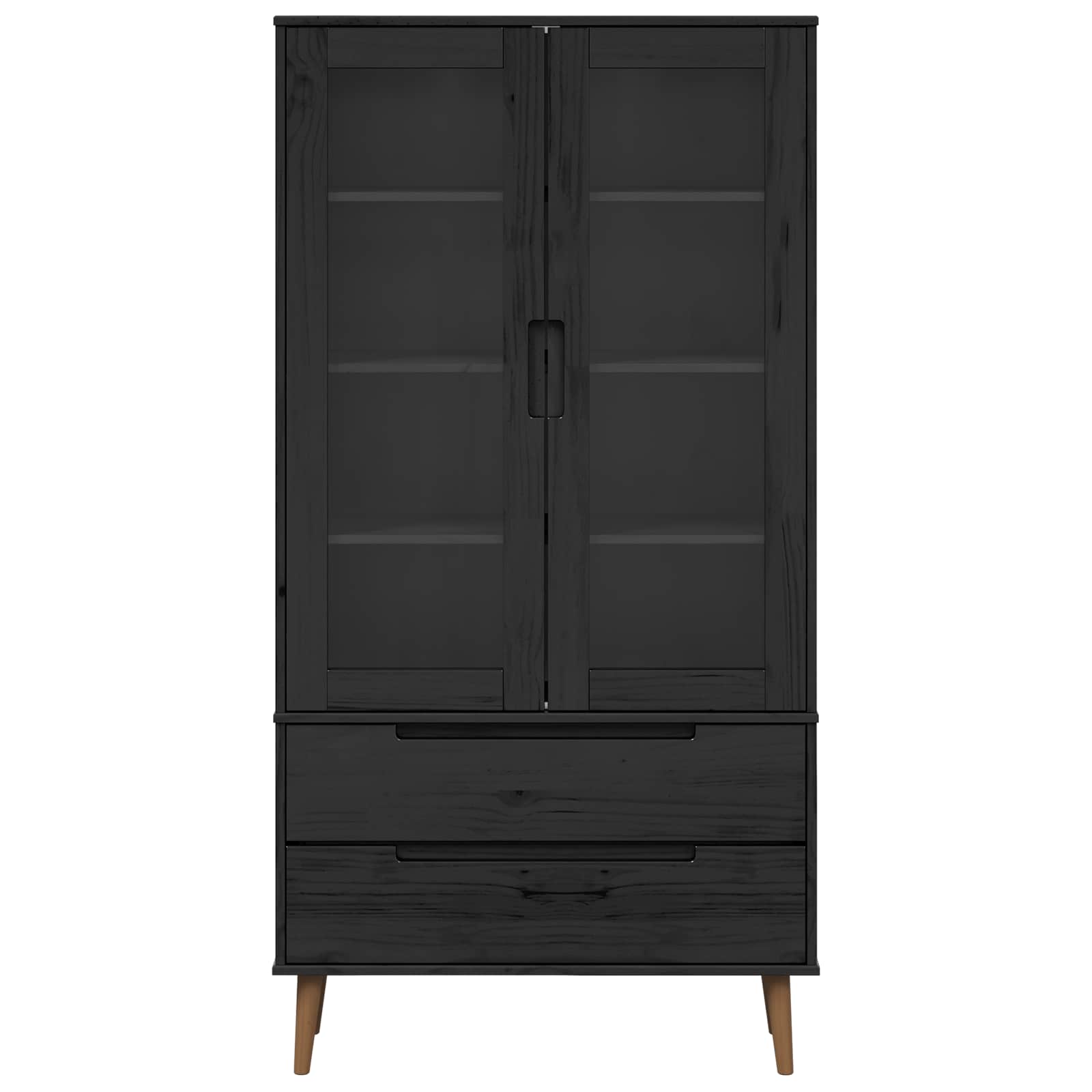 vidaXL Glasvitrine Schwarz 90 x 35 x 175 cm