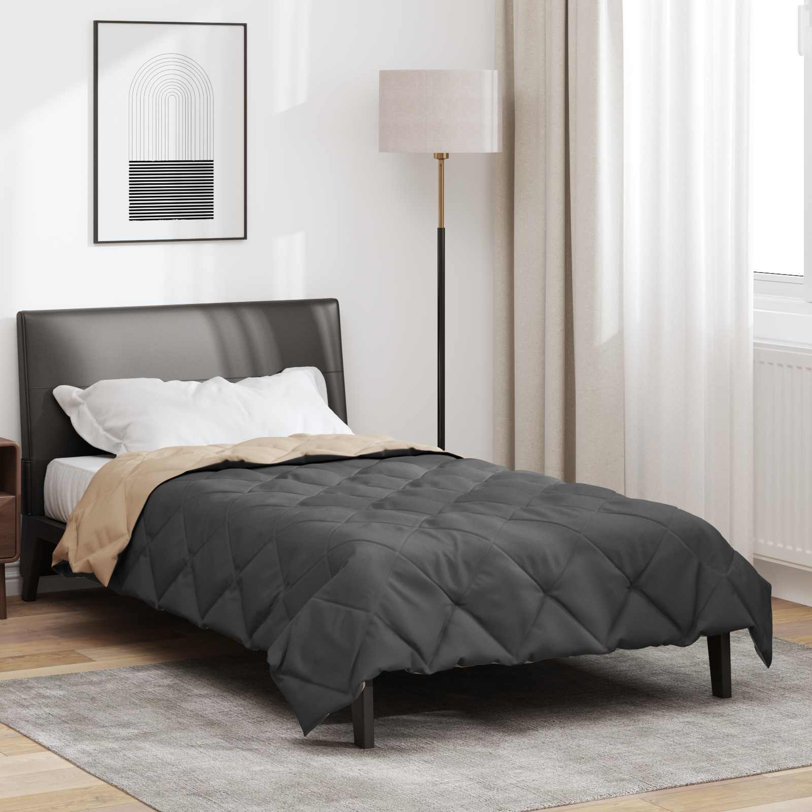 vidaXL Ganzjahresbettdecke Anthrazit und Taupe 135 x 200 cm Mikrofaser