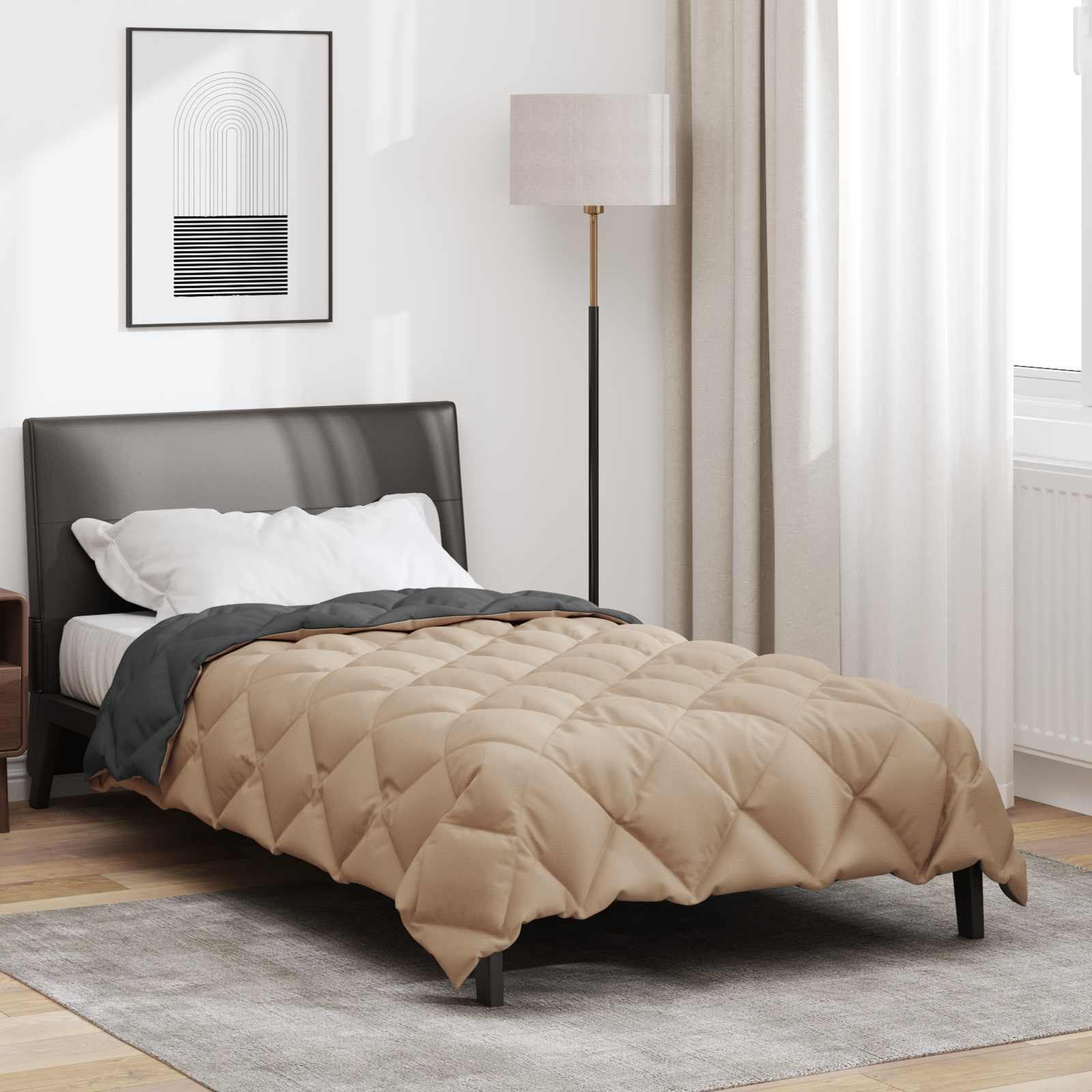 vidaXL Winterbettdecke Anthrazit und Taupe 135 x 200 cm Mikrofaser