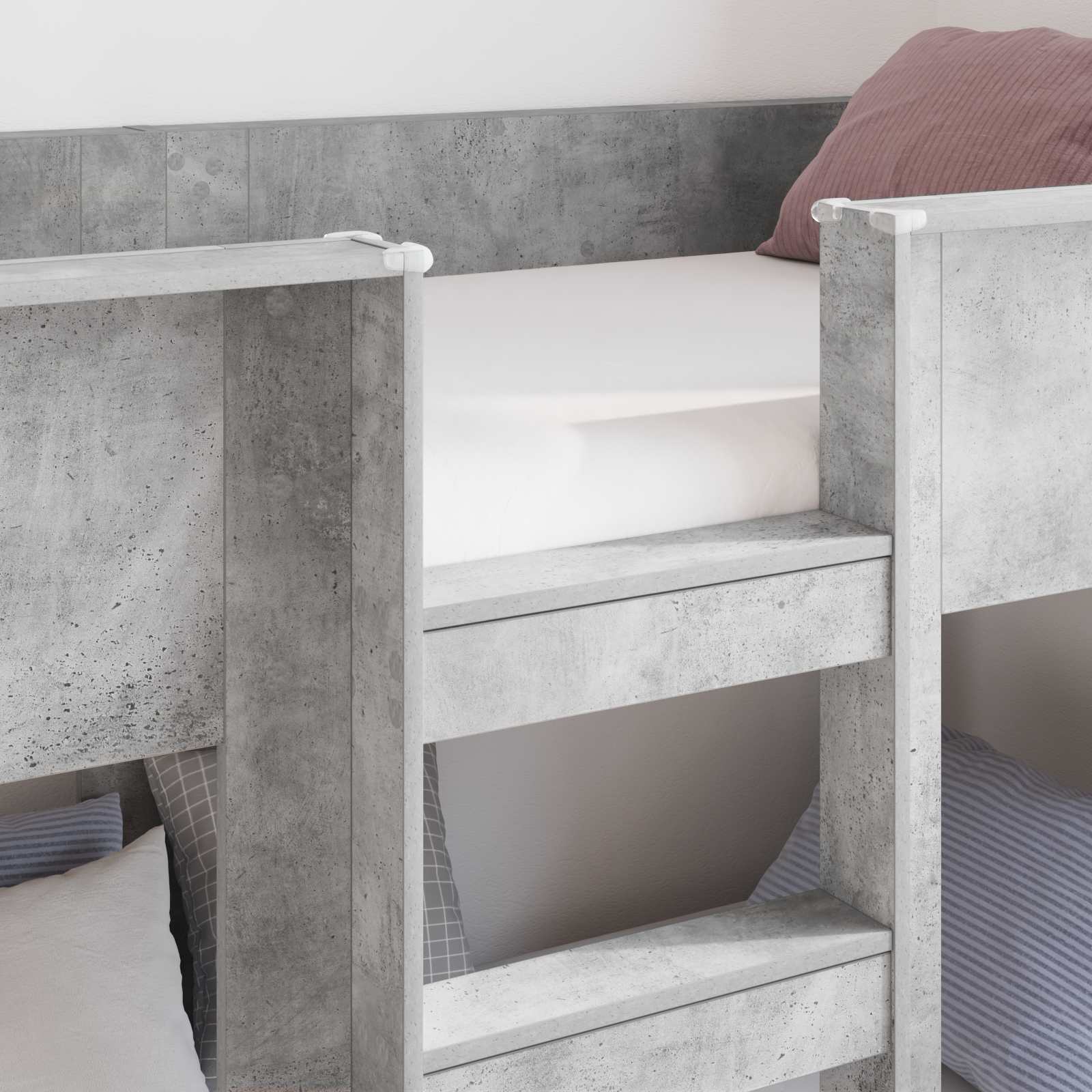 vidaXL Etagenbett für Kinder Beton Grau 75 x 190 cm Holzwerkstoff