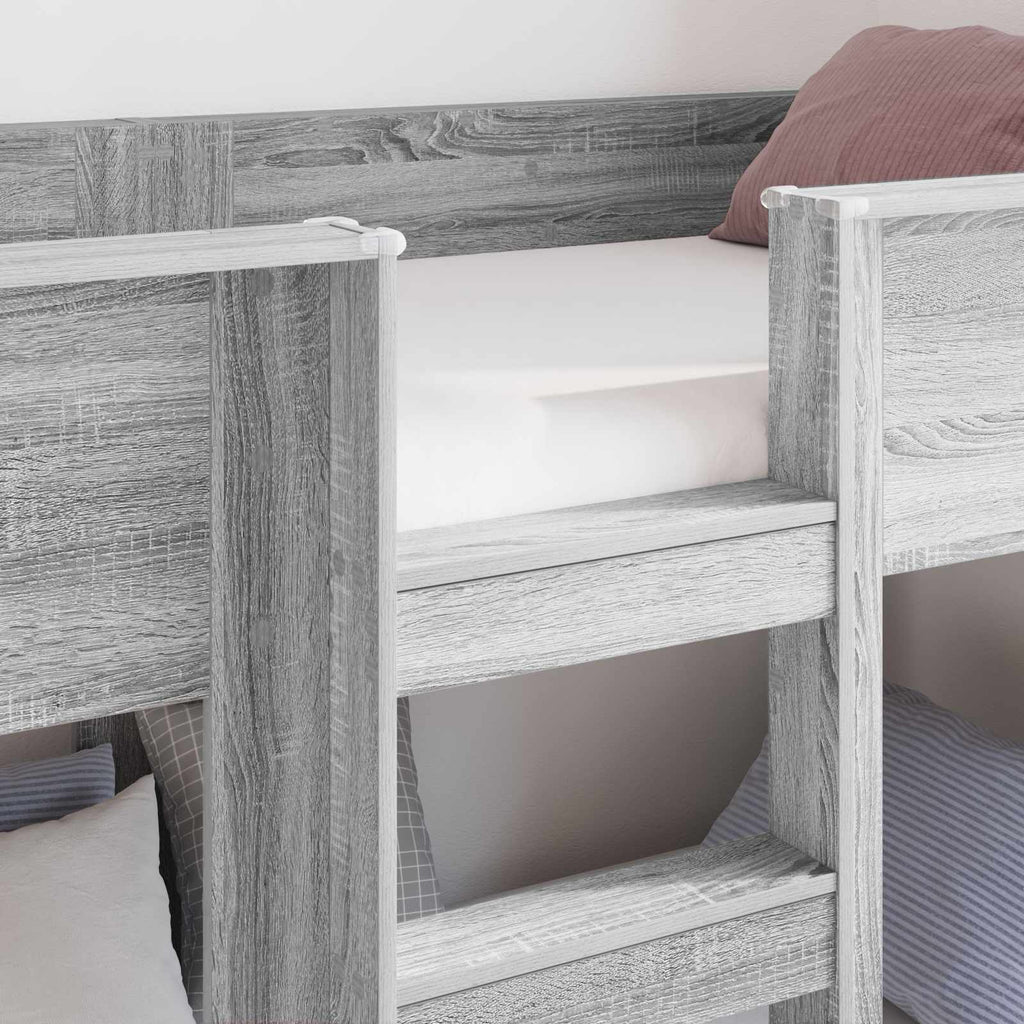 vidaXL Etagenbett für Kinder Graues Sonoma 75 x 190 cm Holzwerkstoff