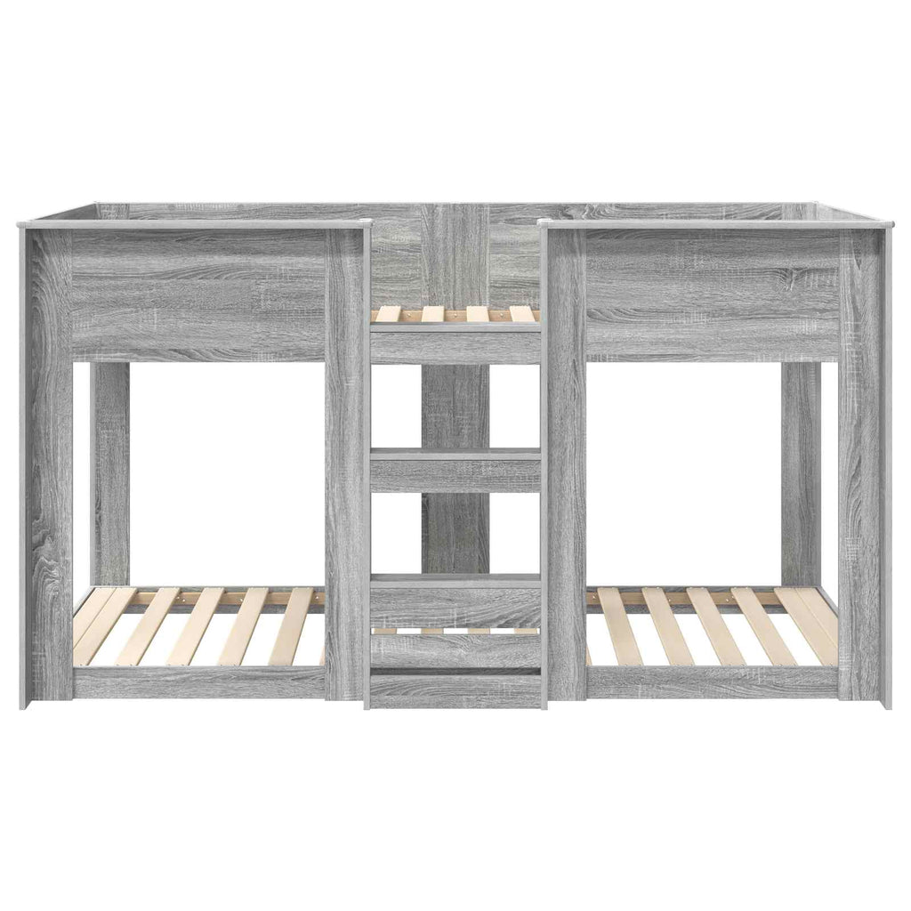 vidaXL Etagenbett für Kinder Graues Sonoma 75 x 190 cm Holzwerkstoff