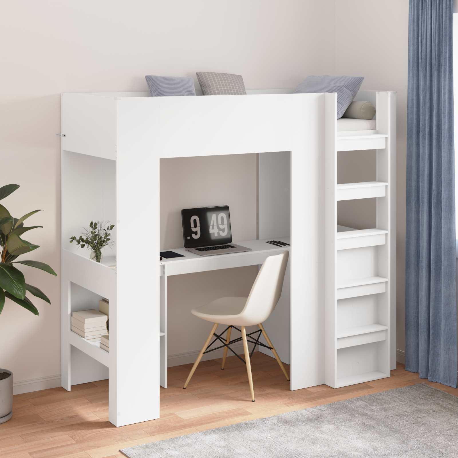 vidaXL Etagenbettgestell mit Schreibtisch Weiß 75 x 190 cm