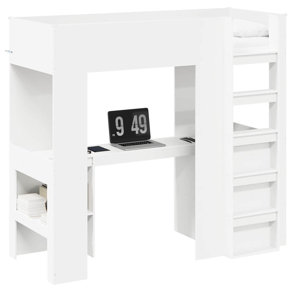 vidaXL Etagenbettgestell mit Schreibtisch Weiß 75 x 190 cm