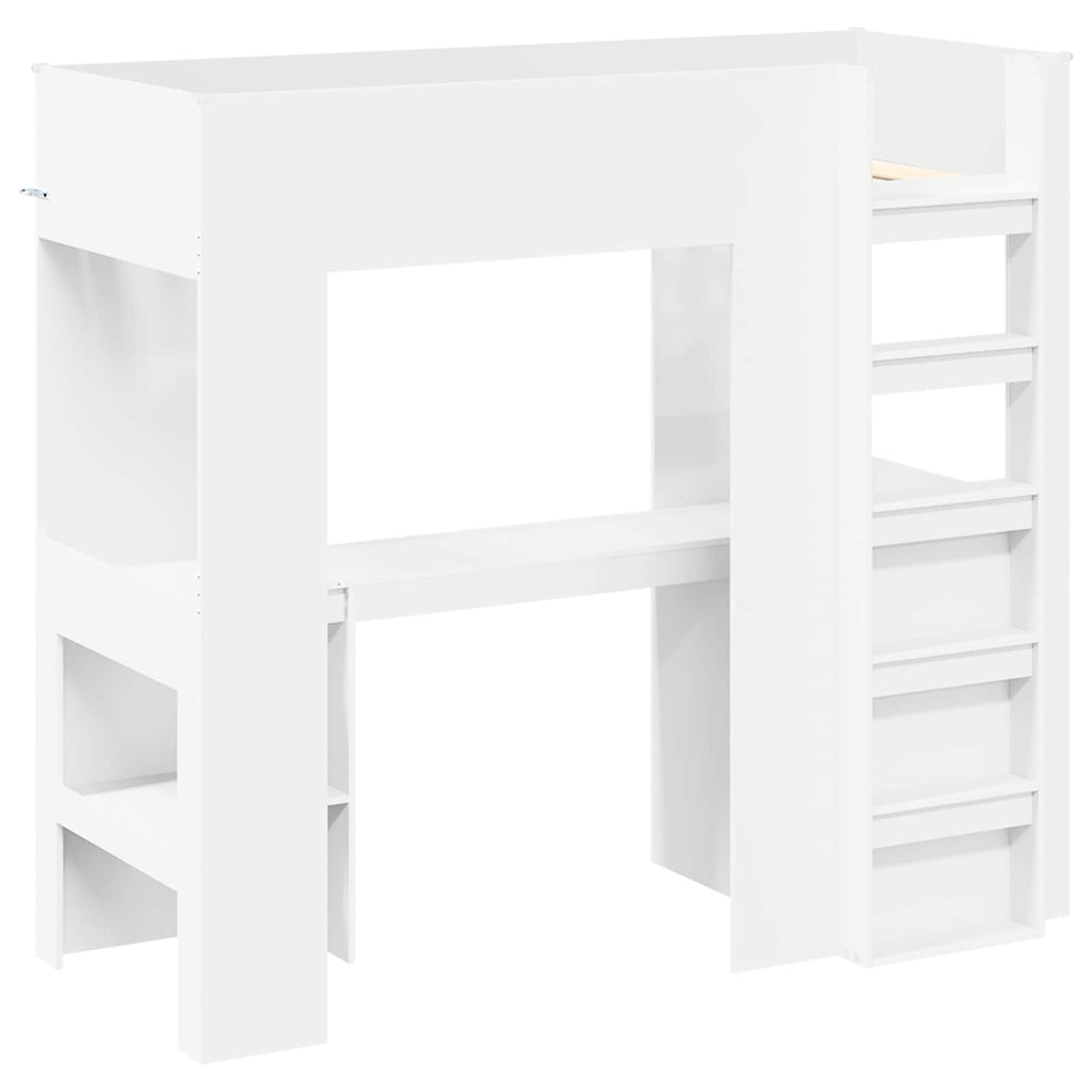 vidaXL Etagenbettgestell mit Schreibtisch Weiß 75 x 190 cm